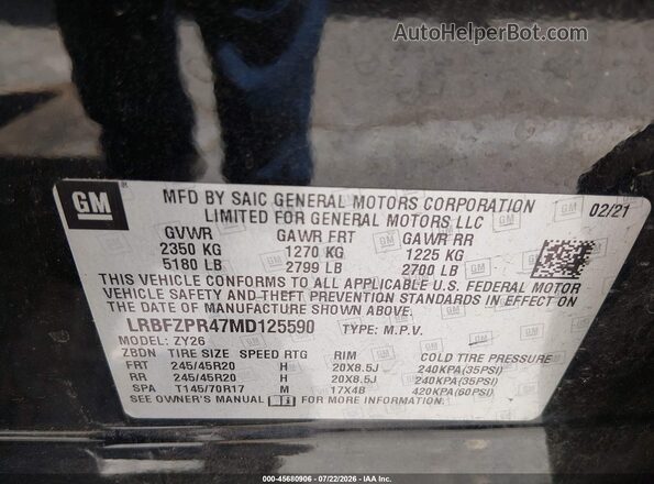 LRBFZPR47MD125590 2021 BUICK ENVISION Черный Вид подкапотного пространства