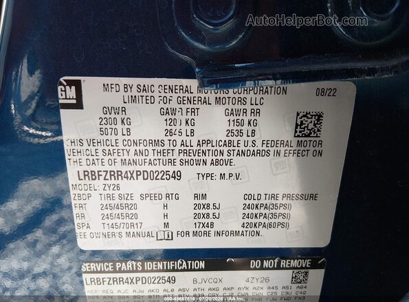 LRBFZRR4XPD022549 2023 BUICK ENVISION Blue Widok komory silnika