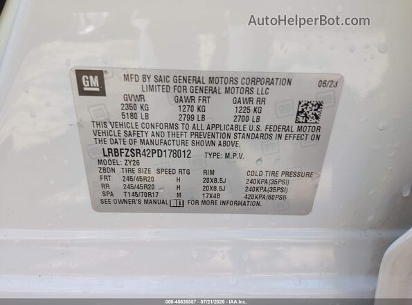 LRBFZSR42PD178012 2023 BUICK ENVISION White Vista del compartimento del motor