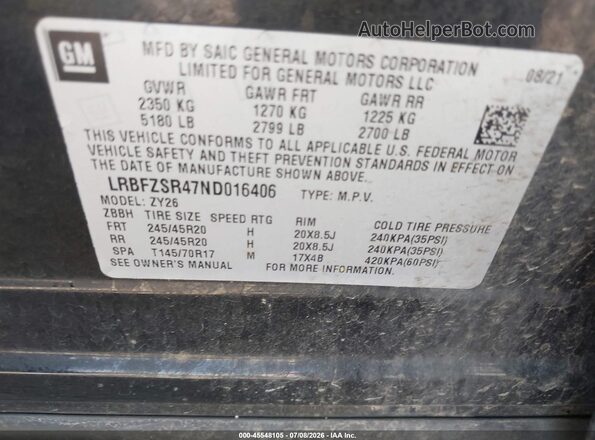 LRBFZSR47ND016406 2022 BUICK ENVISION Black Շարժիչի բաժամունքի տեսք
