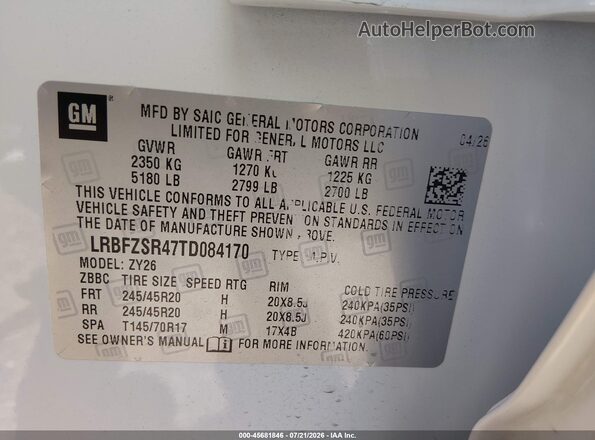 LRBFZSR47TD084170 2026 BUICK ENVISION White Vista del compartimento del motor
