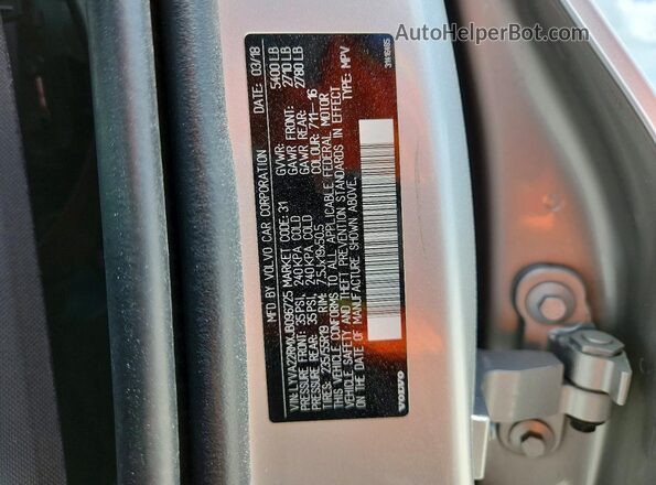 LYVA22RMXJB096725 2018 VOLVO XC60 Silver VIN կոդի պիտակի տեսք