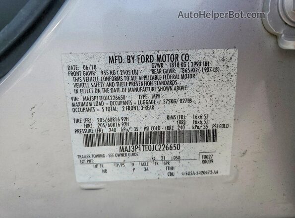 MAJ3P1TE0JC226650 2018 FORD ECOSPORT Серебряный Вид наклейки с VIN-кодом