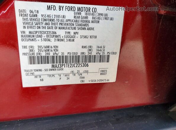 MAJ3P1TE2JC225306 2018 FORD ECOSPORT Red Engine compartment view
