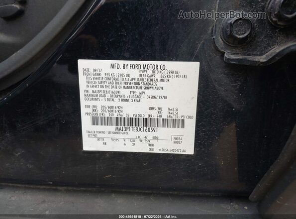 MAJ3P1TE8JC160591 2018 FORD ECOSPORT Black Widok komory silnika
