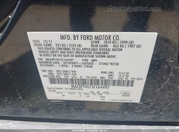 MAJ3P1VE7JC164497 2018 FORD ECOSPORT Черный Вид подкапотного пространства