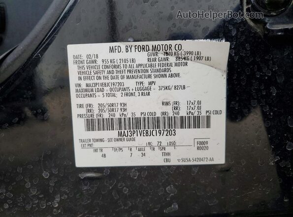 MAJ3P1VE8JC197203 2018 FORD ECOSPORT Black Շարժիչի բաժամունքի տեսք