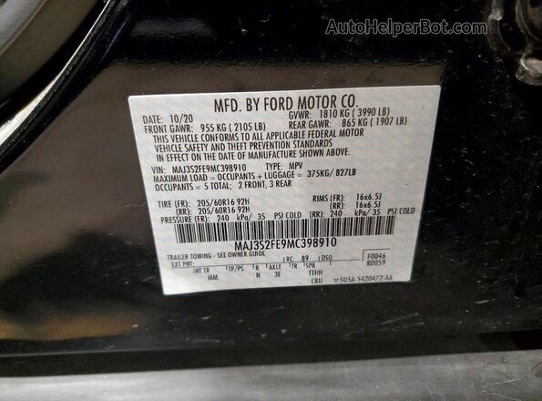 MAJ3S2FE9MC398910 2021 FORD ECOSPORT Black VIN sticker view