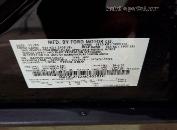 MAJ3S2FEXMC405010 2021 FORD ECOSPORT Black Vista interior de 360 grados