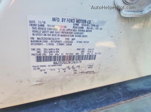 MAJ3S2GE2KC263179 2019 FORD ECO White Շարժիչի բաժամունքի տեսք