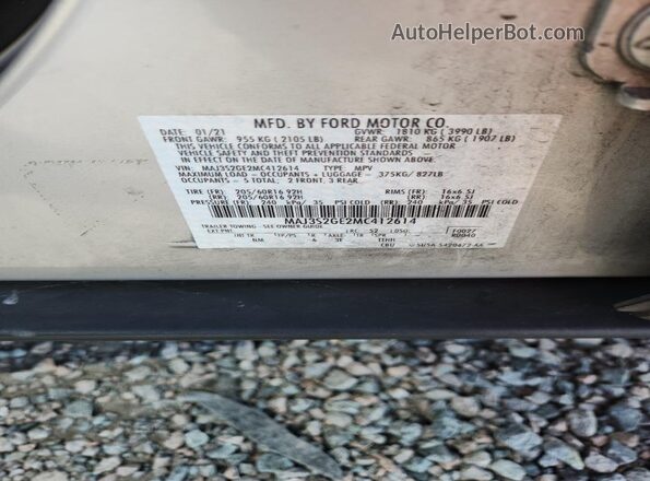 MAJ3S2GE2MC412614 2021 FORD ECOSPORT Silver Вид підкапотного простору