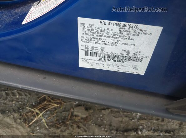 MAJ3S2GE7MC407568 2021 FORD ECOSPORT Blue Vista del compartimento del motor