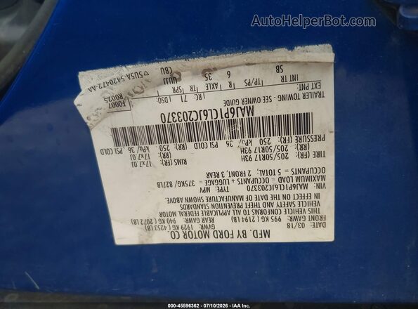 MAJ6P1CL6JC203370 2018 FORD ECOSPORT Blue Engine compartment view