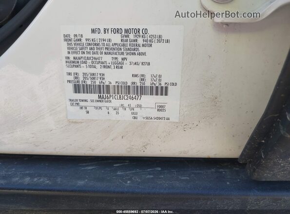 MAJ6P1CL8JC246477 2018 FORD ECOSPORT White Widok komory silnika