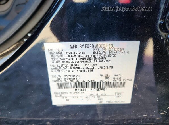 MAJ6P1UL2JC182984 2018 FORD ECOSPORT Черный Вид наклейки с VIN-кодом