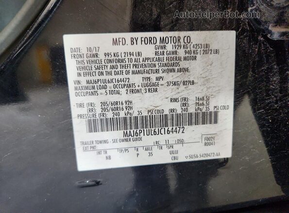 MAJ6P1UL6JC164472 2018 FORD ECOSPORT Black VIN sticker view