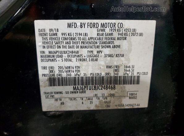 MAJ6P1UL8JC248468 2018 FORD ECOSPORT Black Widok komory silnika