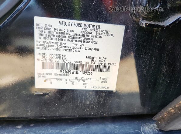 MAJ6P1WL0JC189266 2018 FORD ECOSPORT Черный Вид наклейки с VIN-кодом