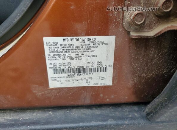 MAJ6P1WL6JC201792 2018 FORD ECOSPORT Коричневый Вид наклейки с VIN-кодом