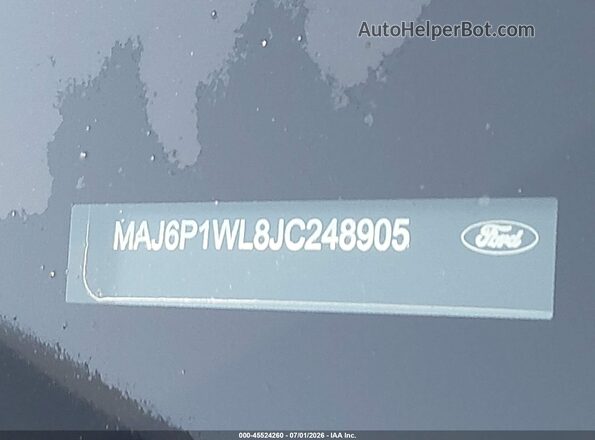 MAJ6P1WL8JC248905 2018 FORD ECOSPORT Gray Вид підкапотного простору