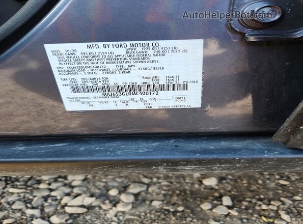 MAJ6S3GL0MC400172 2021 FORD ECOSPORT Серый Вид наклейки с VIN-кодом