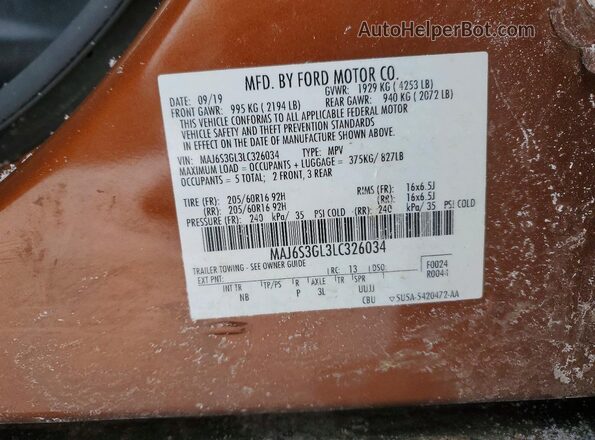 MAJ6S3GL3LC326034 2020 FORD ECOSPORT Brown Շարժիչի բաժամունքի տեսք