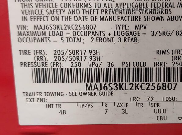 MAJ6S3KL2KC256807 2019 FORD ECOSPORT Красный Вид подкапотного пространства