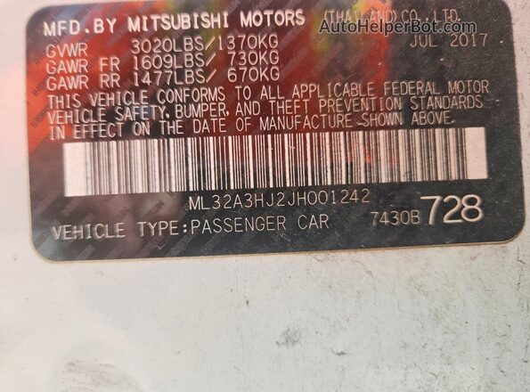 ML32A3HJ2JH001242 2018 MITSUBISHI MIRAGE White Engine compartment view