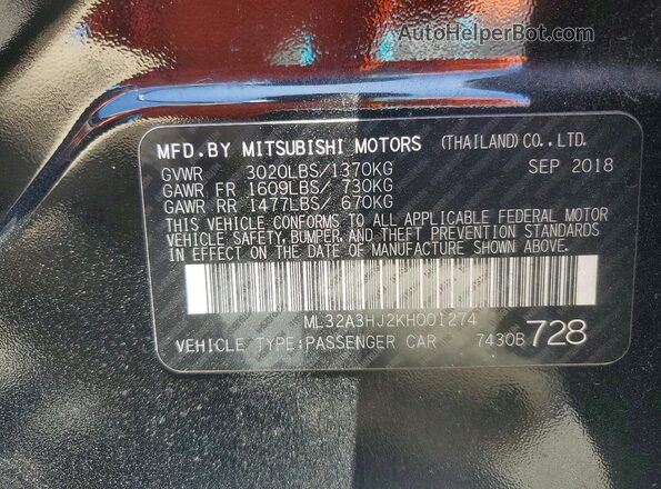 ML32A3HJ2KH001274 2019 MITSUBISHI MIRAGE Black Widok komory silnika
