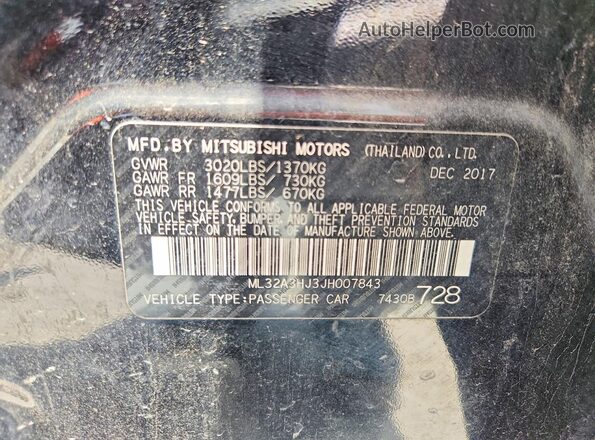ML32A3HJ3JH007843 2018 MITSUBISHI MIRAGE Black Widok wnętrza 360 stopni