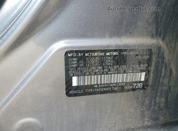 ML32A3HJ3KH013689 2019 MITSUBISHI MIRAGE Silver Engine compartment view
