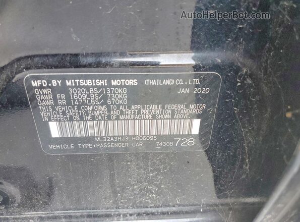 ML32A3HJ3LH006095 2020 MITSUBISHI MIRAGE Black Вид підкапотного простору
