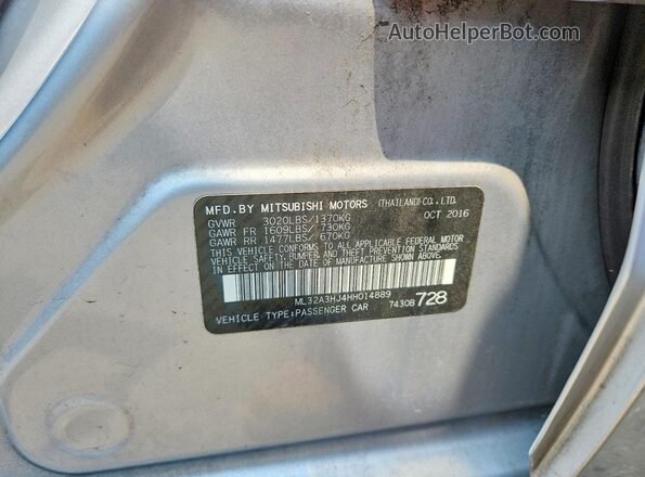 ML32A3HJ4HH014889 2017 MITSUBISHI MIRAGE Silver Вид підкапотного простору