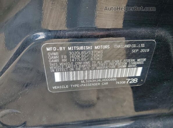 ML32A3HJ4LH000886 2020 MITSUBISHI MIRAGE Black Widok komory silnika