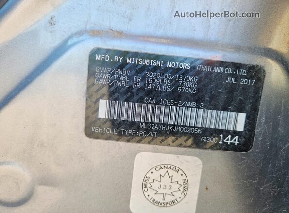ML32A3HJXJH002056 2018 MITSUBISHI MIRAGE Gray ძრავის განყოფილების ხედი