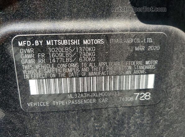 ML32A3HJXLH009933 2020 MITSUBISHI MIRAGE Black Widok komory silnika