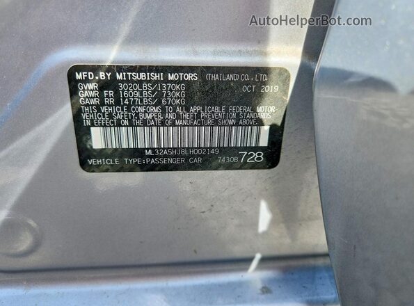 ML32A5HJ8LH002149 2020 MITSUBISHI MIRAGE Silver Vista del compartimento del motor