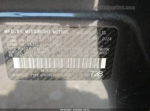 ML32AUHJ0RH012676 2024 MITSUBISHI MIRAGE Gray Շարժիչի բաժամունքի տեսք