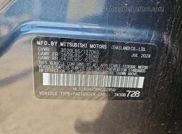 ML32AUHJ0RH022950 2024 MITSUBISHI MIRAGE Gray ძრავის განყოფილების ხედი