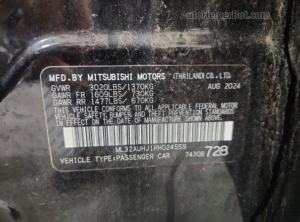 ML32AUHJ1RH024559 2024 MITSUBISHI MIRAGE Black Շարժիչի բաժամունքի տեսք