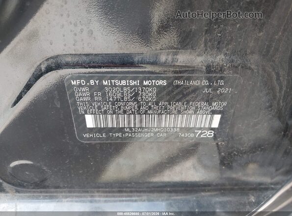 ML32AUHJ2MH010338 2021 MITSUBISHI MIRAGE Черный Вид подкапотного пространства