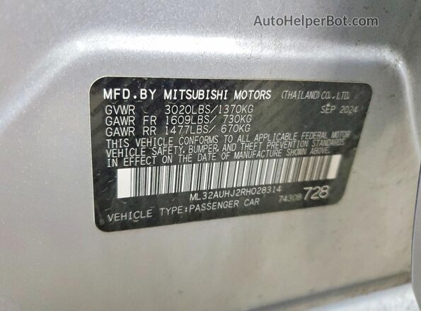 ML32AUHJ2RH028314 2024 MITSUBISHI MIRAGE Silver სალონის 360-გრადუსიანი ხედი
