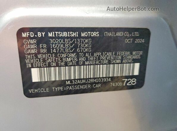 ML32AUHJ2RH033934 2024 MITSUBISHI MIRAGE Серебряный Панорамный вид салона 360°