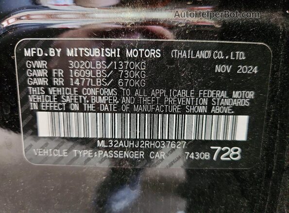 ML32AUHJ2RH037627 2024 MITSUBISHI MIRAGE Black Engine compartment view