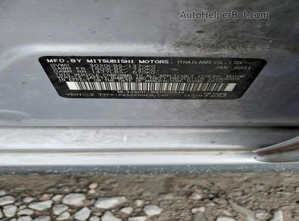ML32AUHJ3MH005844 2021 MITSUBISHI MIRAGE Silver Widok komory silnika
