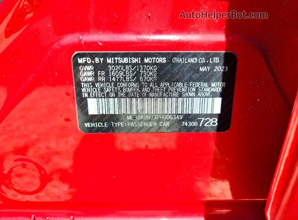 ML32AUHJ3PH006349 2023 MITSUBISHI MIRAGE Red Շարժիչի բաժամունքի տեսք