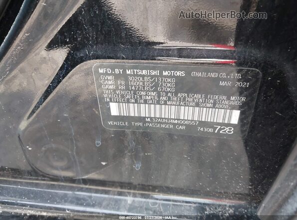ML32AUHJ4MH008557 2021 MITSUBISHI MIRAGE Black Widok komory silnika