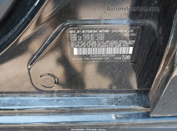 ML32AUHJ4MH012334 2021 MITSUBISHI MIRAGE Black Вид підкапотного простору