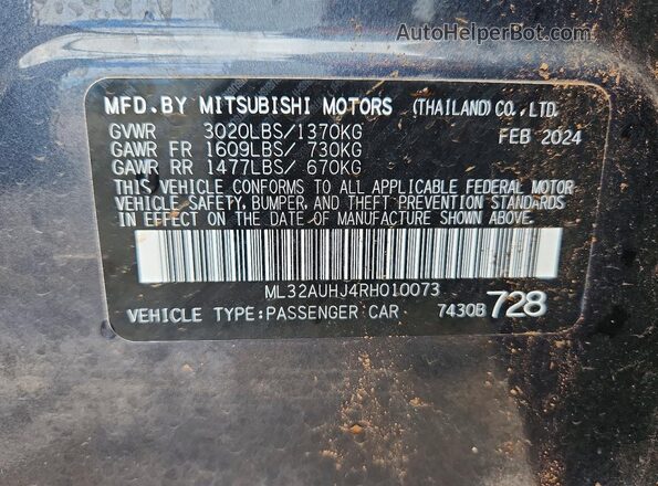 ML32AUHJ4RH010073 2024 MITSUBISHI MIRAGE Серый Вид подкапотного пространства