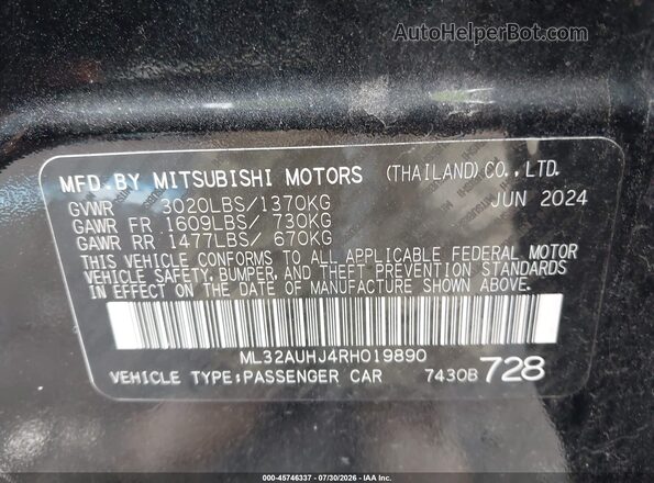 ML32AUHJ4RH019890 2024 MITSUBISHI MIRAGE Черный Вид подкапотного пространства